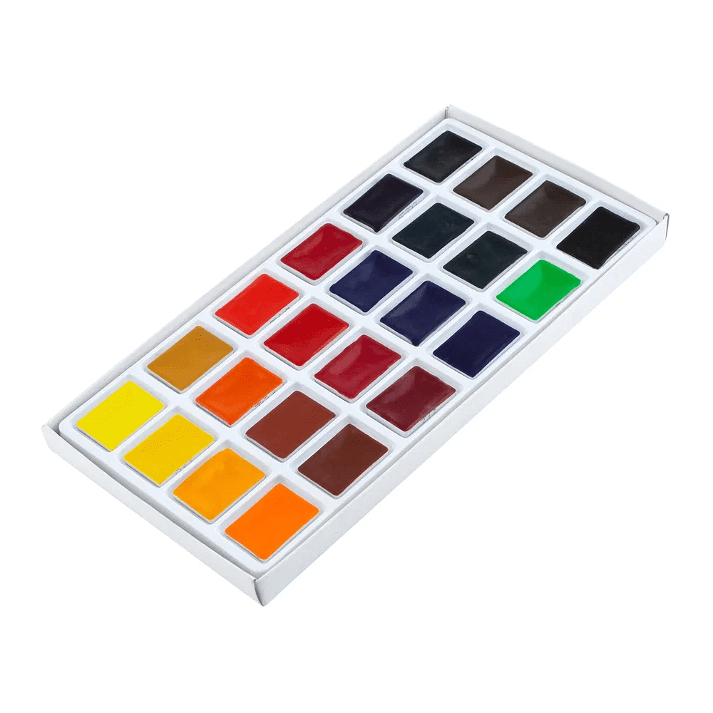 Краски акварельные "Ладога", набор 24 цветов, кюветы - 7