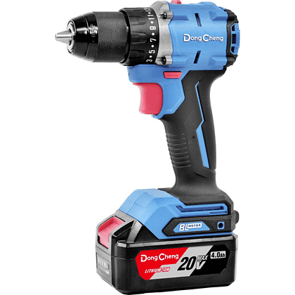 Дрель-шуруповерт "DongCheng" аккумулятор, бесщеточная 20В, 500Вт, 60Нм, аккум. 2.0Ачх2, з/у 2А, тип AM - 3
