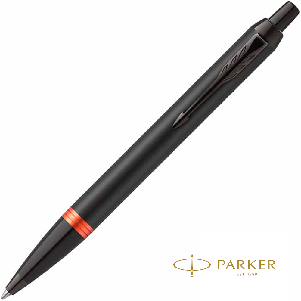 Ручка шариковая автоматическая Parker "IM Vibrant Rings K315", 0,7 мм, черный, оранжевый, стерж. синий