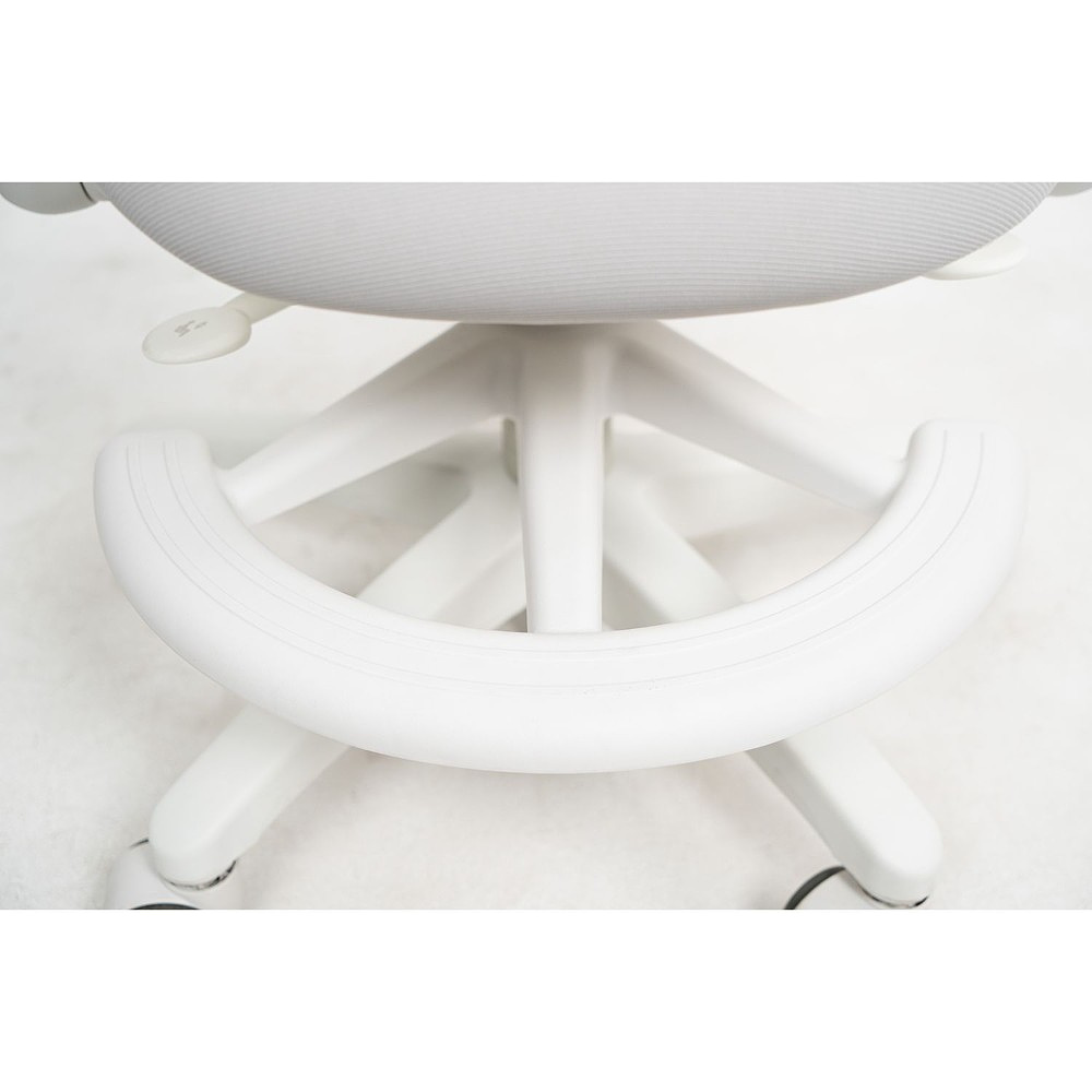 Кресло детское Ergosmart Antey, ткань, пластик, корпус белый, подставка для ног, с чехлом салатовым, серый - 8