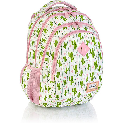 Рюкзак молодежный "Head Cute Cacti", зеленый, розовый