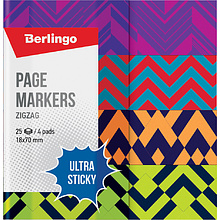 Закладки бумажные "Ultra Sticky. Zigzag", 18x70 мм, 4 цветовx25 шт., ассорти