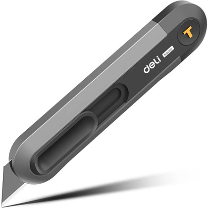 Нож строительный Deli HS EHT4008, 135x30 мм, трапеция, Soft Touch, черный