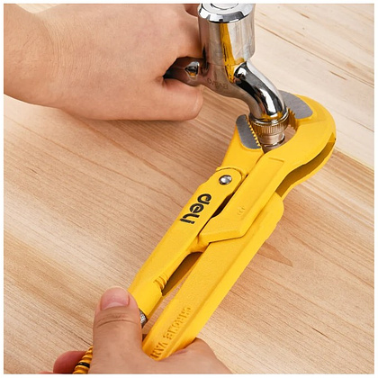 Ключ трубный Deli YS EDL105267 2",тип S, раскрытие губок 67 мм, желтый - 5