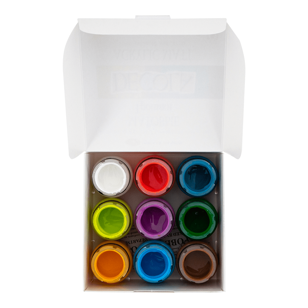 Краска акриловая матовая "Декола тропики", набор 9 цветов, 20 мл, банки - 5