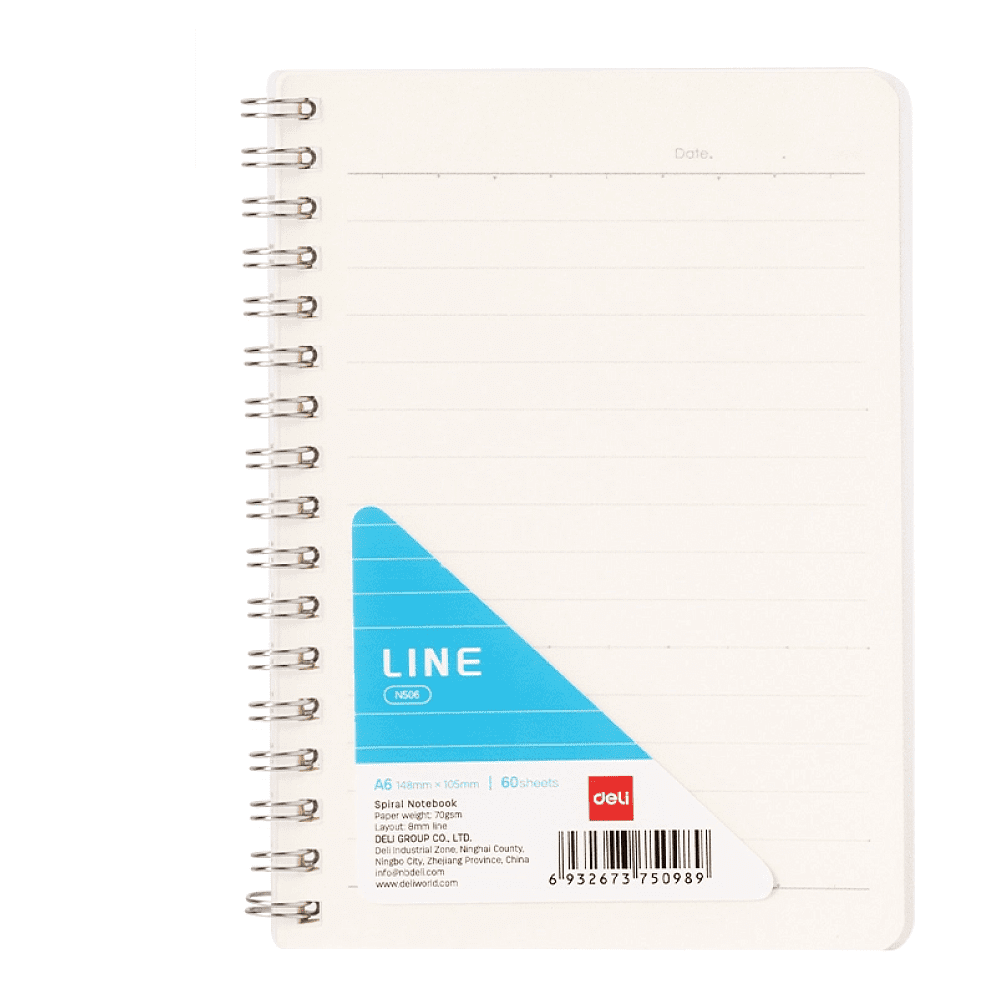 Блокнот "Deli EN506", А6, 60 листов, прозрачный