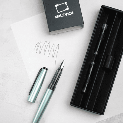 Ручка перьевая EF "Малевичъ", металл, с конвертером, набор два картриджа, бирюзовый перламутр - 3