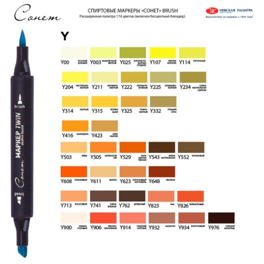 Маркер перманентный "Сонет Twin Brush", черный - 5
