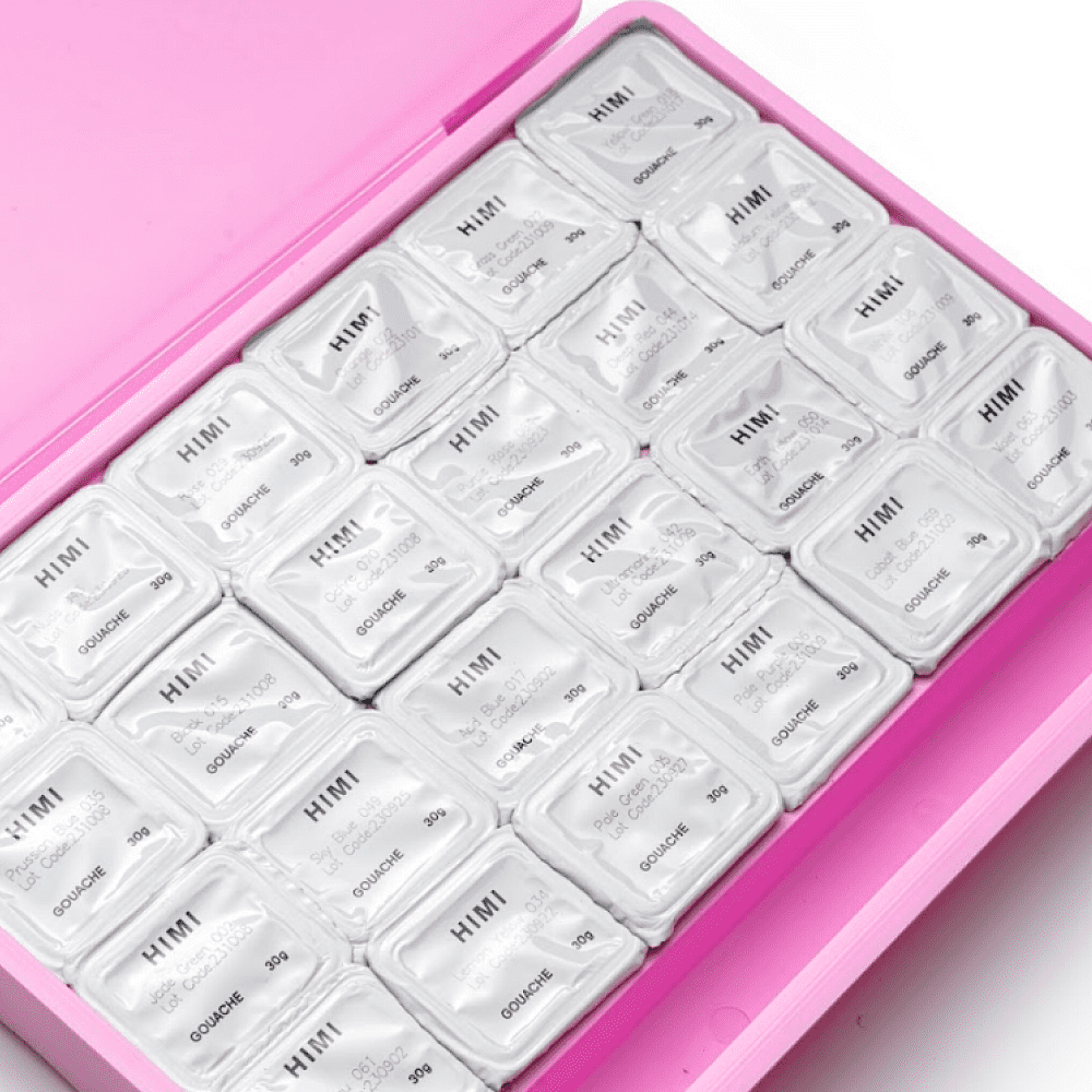 Краски гуашевые "Himi Jelly Cup. New vision", 24 цвета, кювета, розовый футляр - 4