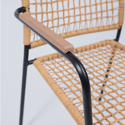 Кресло садовое AksHome BERGAMO, PE искусственный ротанг, черный, коричневый - 9