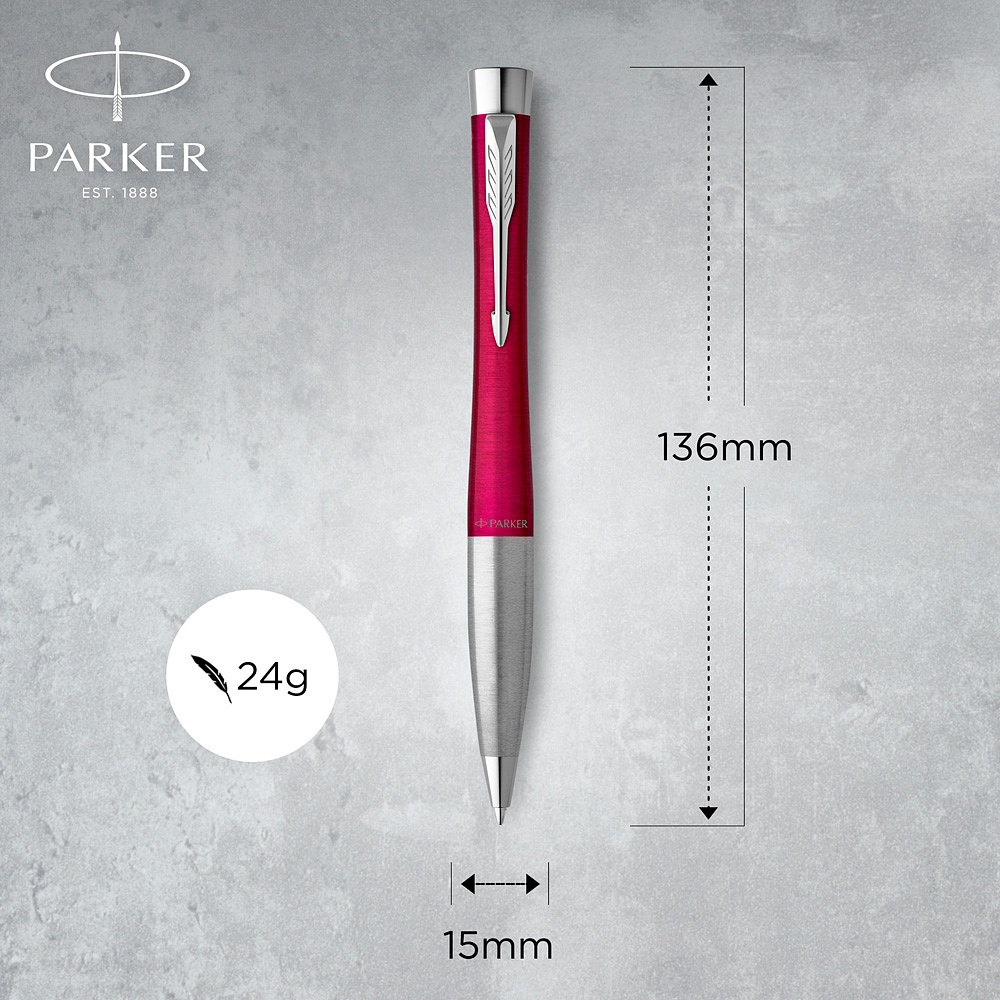 Ручка шариковая автоматическая Parker "Urban Core K314 Vibrant Magenta CT", 1.0 мм, пурпурный, серебристый, стерж. синий - 3