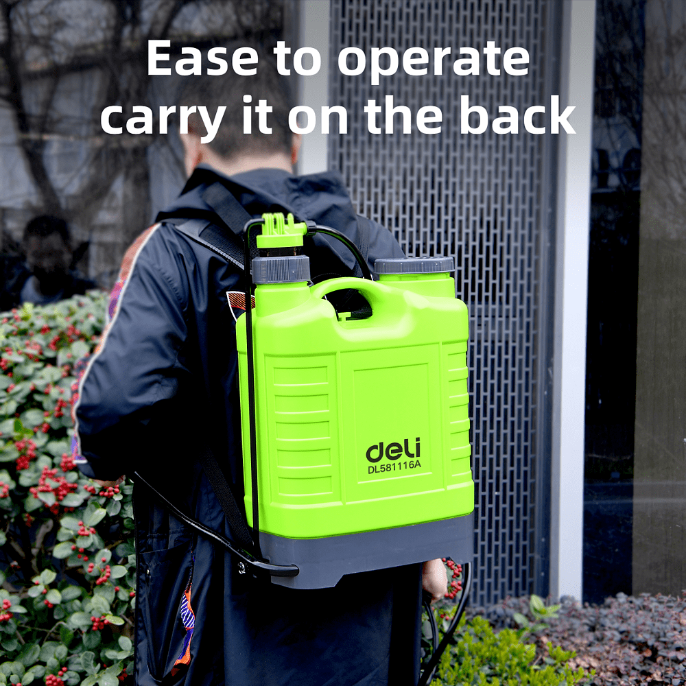 Опрыскиватель садовый помповый Deli GS EDL581116A, 16 л, ранцевый, зеленый, черный - 4