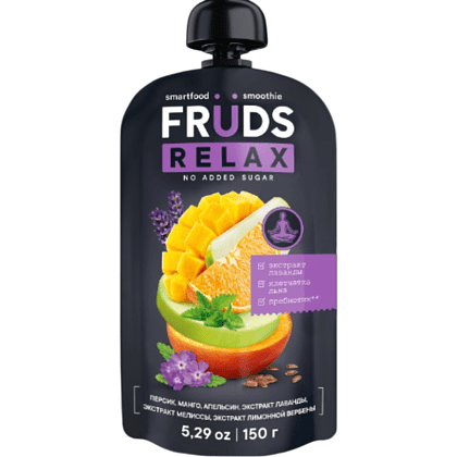 Пюре фруктовое "Smartfood smoothie fruds", вкус яблоко, персик и манго