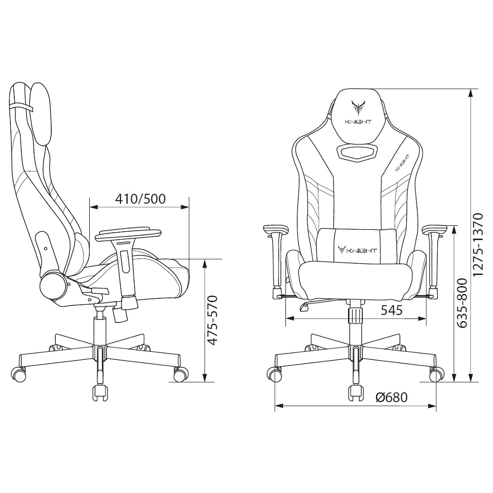 Кресло игровое Бюрократ Knight Thunder 5X экокожа, черный, крестов. металл - 13