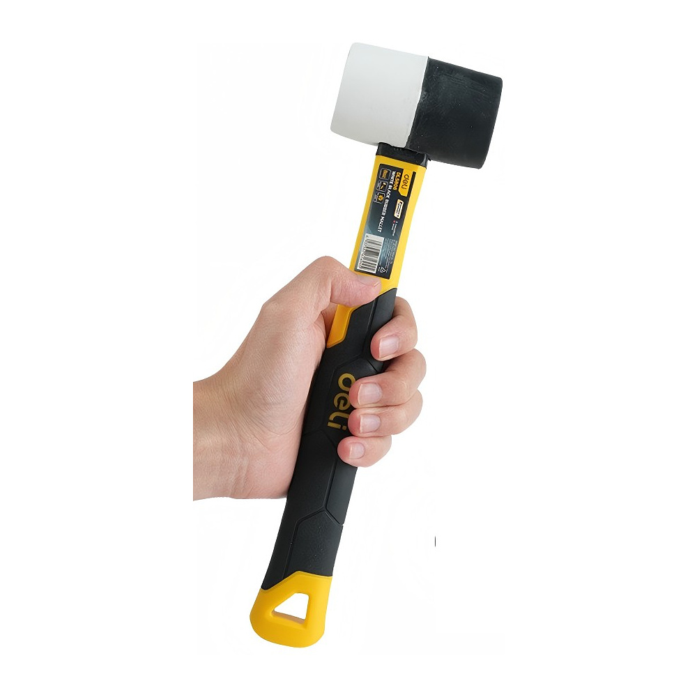 Киянка Deli YS EDL5808, резиновая, фибергласовая рукоятка, черная, белая - 2