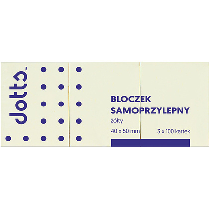 Бумага для заметок на клейкой основе "Dotts", 40x50 мм, 3x100 листов, желтый