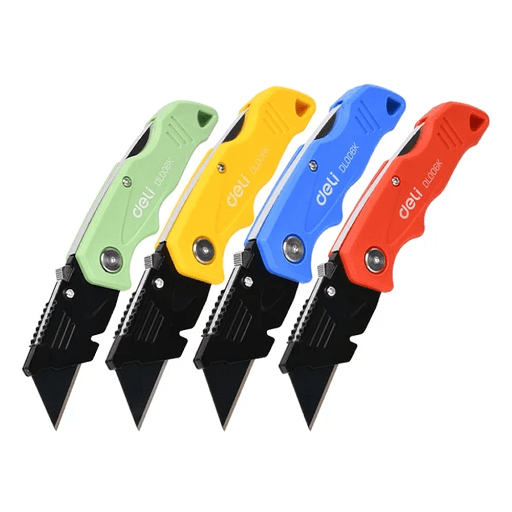 Нож строительный складной Deli YS EDL006K-4, 19 мм, трапеция, 4 шт.