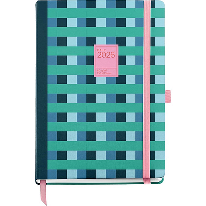 Ежедневник датированный "Colour Block" 2026, A5, линейка, синий, зеленый