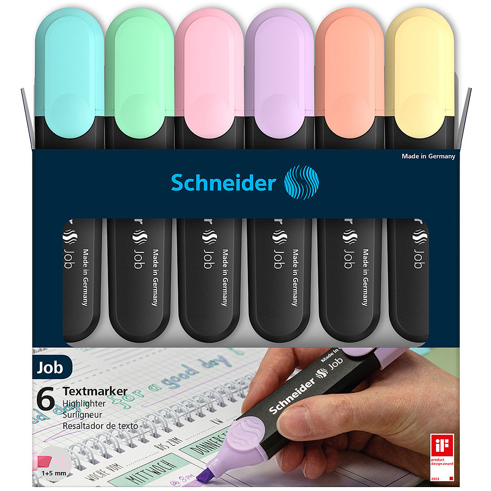 Набор маркеров текстовых "Schneider Job", 6 шт, пастельное ассорти - 2