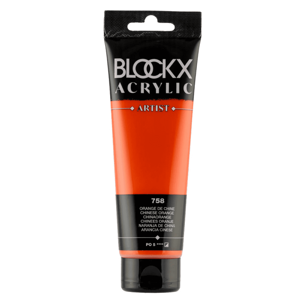 Краски акриловые "Blockx", 758 китайский оранжевый, 120 мл