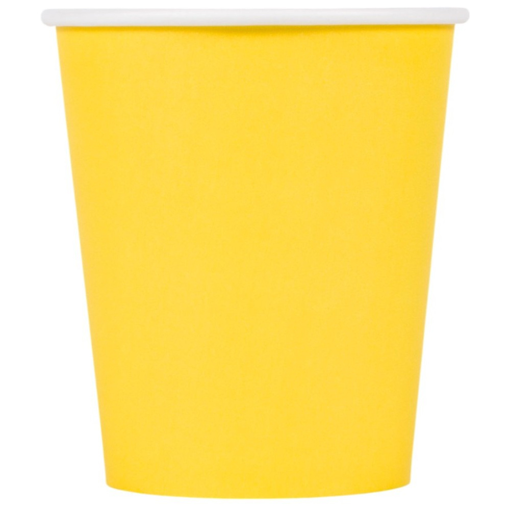 Стакан картонный 250 мл, 1 слой, 50 шт/упак, желтый