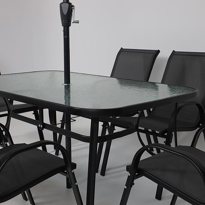 Комплект мебели садовой AksHome SUNBEAM (стол 1 шт, 6 кресел, зонт 1 шт), серый, черный - 19