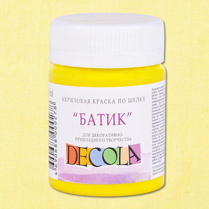 Краска акриловая по шелку перламутровая "Декола", 214 лимонная, 50 мл., банка - 2