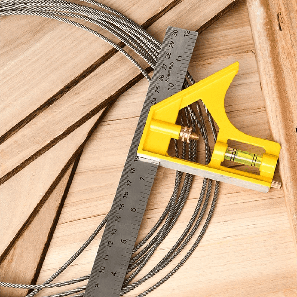 Линейка Deli EDL7300Y, с угольником и уровнем, металл, пластик, 30 см  - 4