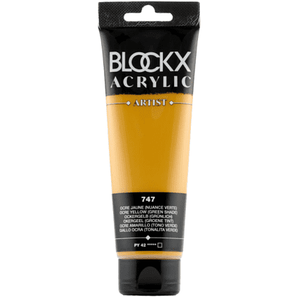 Краски акриловые "Blockx", 747 охра желтая (зеленый оттенок), 120 мл