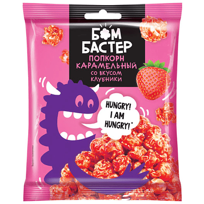 Попкорн "Бомбастер", карамельный со вкусом клубники, 35 г