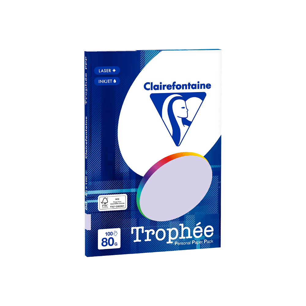 Бумага цветная "Trophée", А4, 100 листов, 80 г/м2, сиреневый