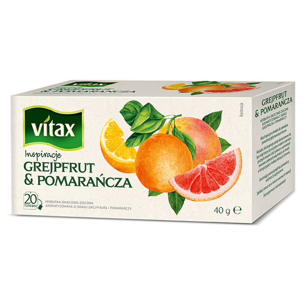 Чай "Vitax" 20*2 г., фруктовый, со вкусом грейпфрута и апельсина