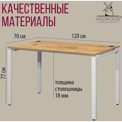 Стол письменный Millwood Лофт Сиэтл (ДТ-5), 1200х700 мм, дуб золотой крафт, белый - 8