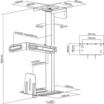 Держатель для системного блока LUMI "CPB-25", черный - 10