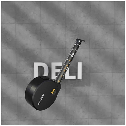 Рулетка Deli HS EHT8316, 3 м х 16 мм, Soft Touch, черный - 2