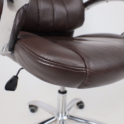 Кресло для руководителя "KING A" поворотное, хром, натуральная кожа, темно-коричневый - 5