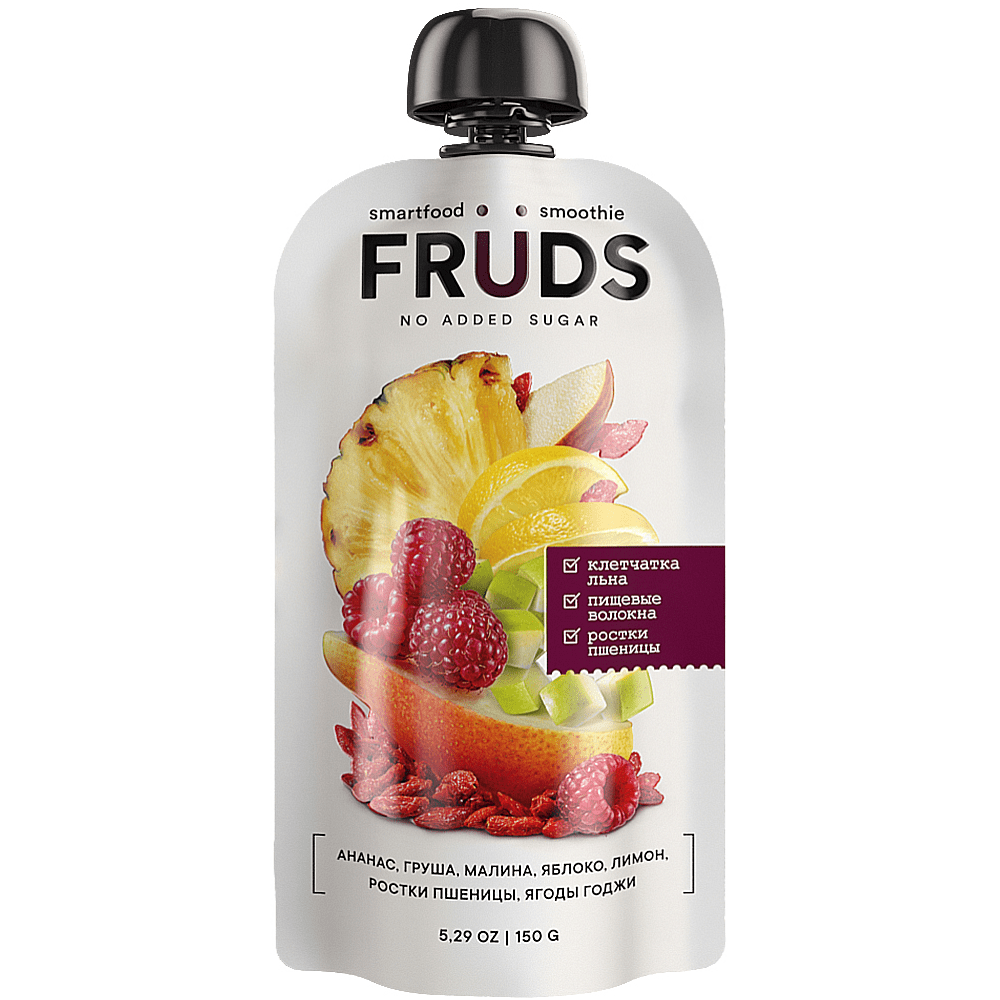 Пюре фруктовое"Smartfood smoothie fruds", вкус груша, яблоко и малина