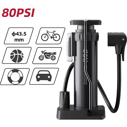 Насос велосипедный ножной Deli YS EDL880002, 5.5bar/80psi - 4