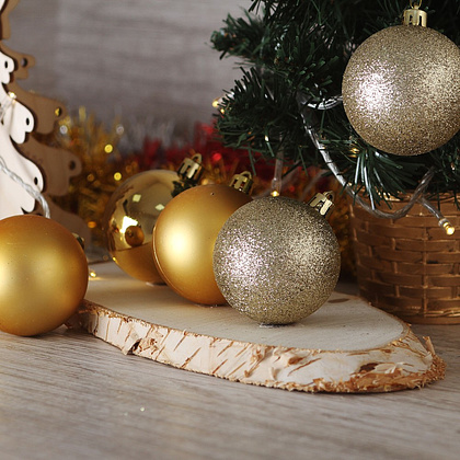 Шар елочный "183252", 10 см, пластик, ассорти, 3 шт/уп. - 3