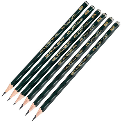 Набор карандашей чернографитных "Castell 9000", HB-8B, 6 шт., в металлической коробке - 3