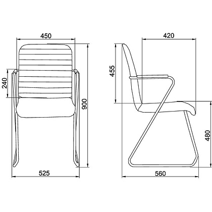 Кресло для посетителей SitUp TASK Chrome, экокожа черный - 3