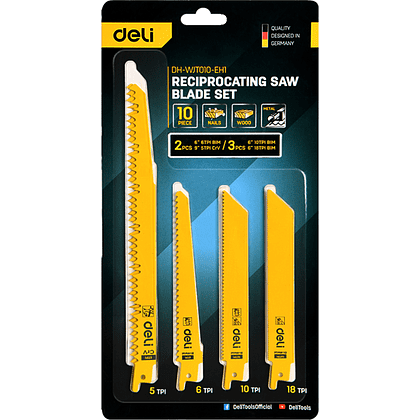 Набор пилок Deli YS EDH-WJT010-EH1, для лобзика и сабельной пилы, 10 шт
