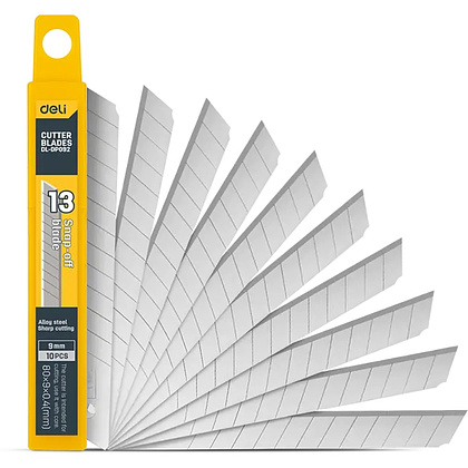 Лезвие для малого ножа "Deli", 9 мм, 10 шт.