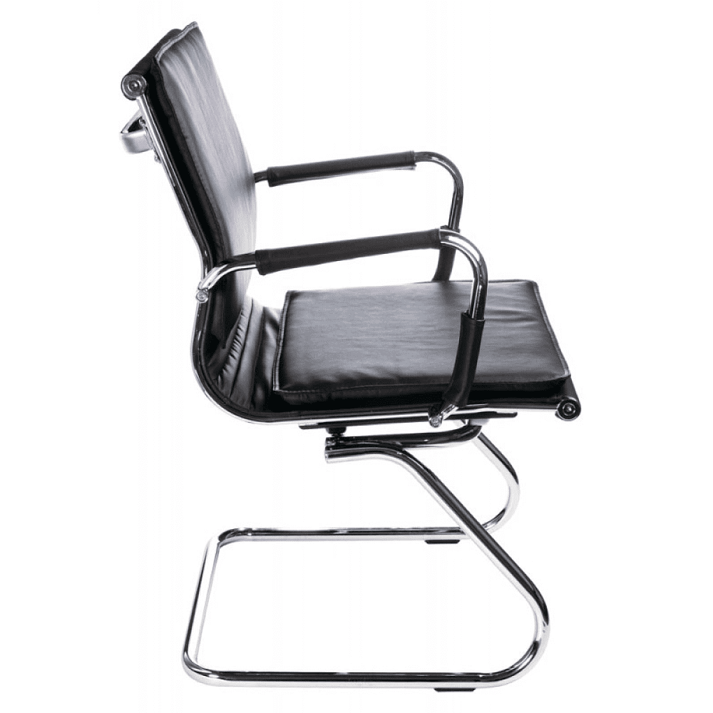 Кресло на полозьях "Бюрократ Ch-993-Low-V", экокожа, черный, металл хром - 2