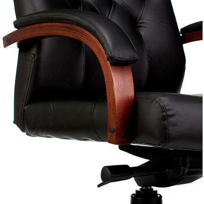 Кресло для руководителя Бюрократ T-9928WALNUT, кожа, металл/дерево, черный - 5