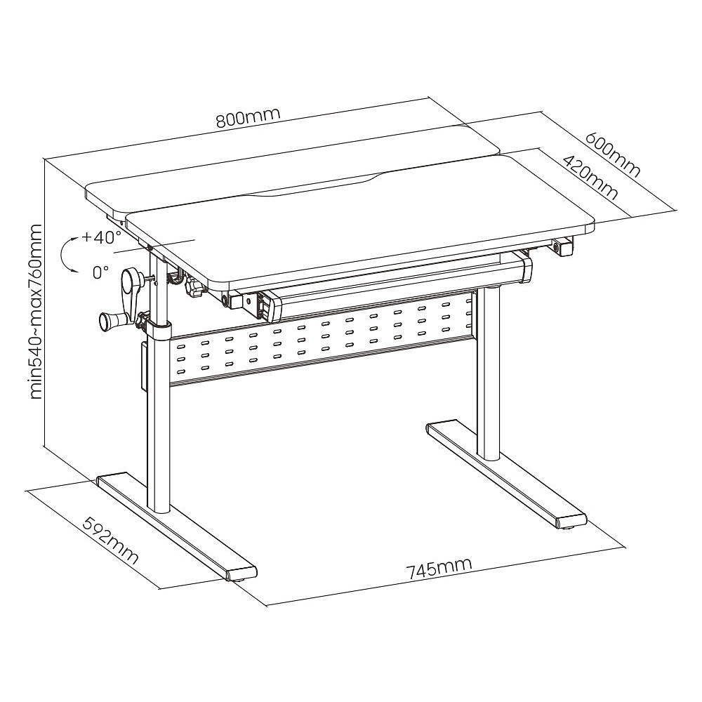 Комплект Ergosmart ученический Smart 80: стол E602 GREY, полка к столу E611 WHITE, накладка Е511 - 11