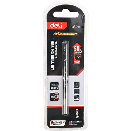 Сверло по металлу Deli RS EDH-MHZ060-E4, 6.0 мм, DIN 338, HSS-TiN - 4