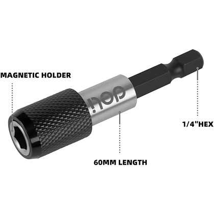Держатель бит (насадок) Deli YS EDL107401, магнитный, набор 2 шт., 60мм, 1/4", с фиксатором - 6