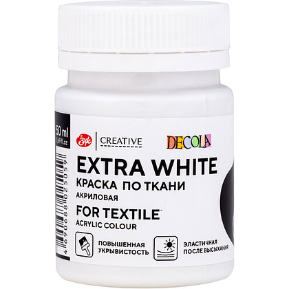 Краска акриловая по ткани "Декола", 110 экстра белая, 50 мл., банка