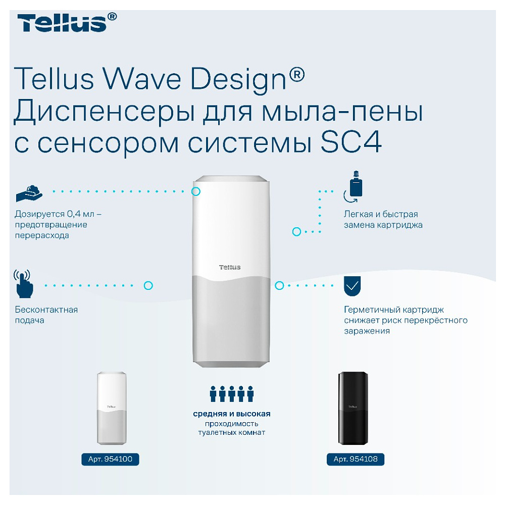 Диспенсер Tellus для мыла-пены, сенсорный, белый, SC4 - 8
